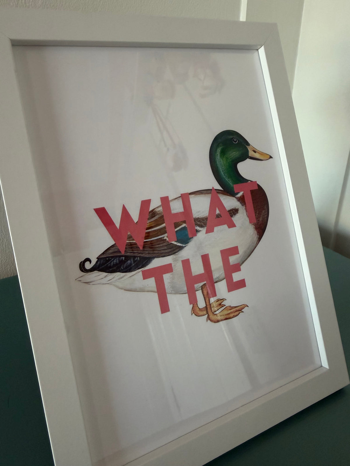 A5 “What the Duck” Art Print with Frame – Funny Duck Wall Art, Quirky Animal Print, Cute Home Décor Gift